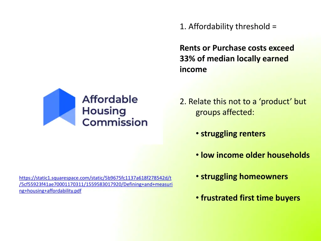 1 affordability threshold