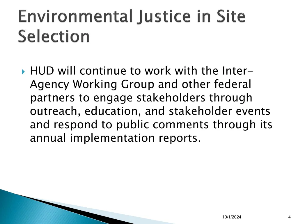 hud will continue to work with the inter agency