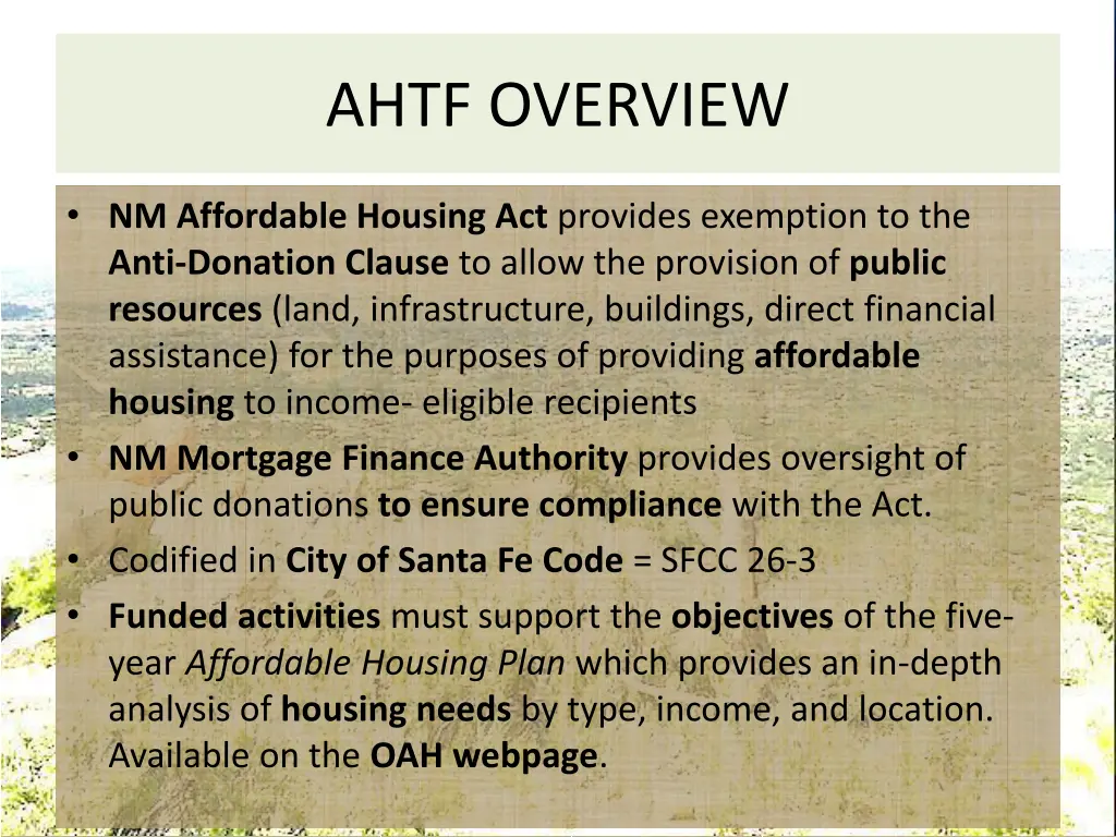 ahtf overview