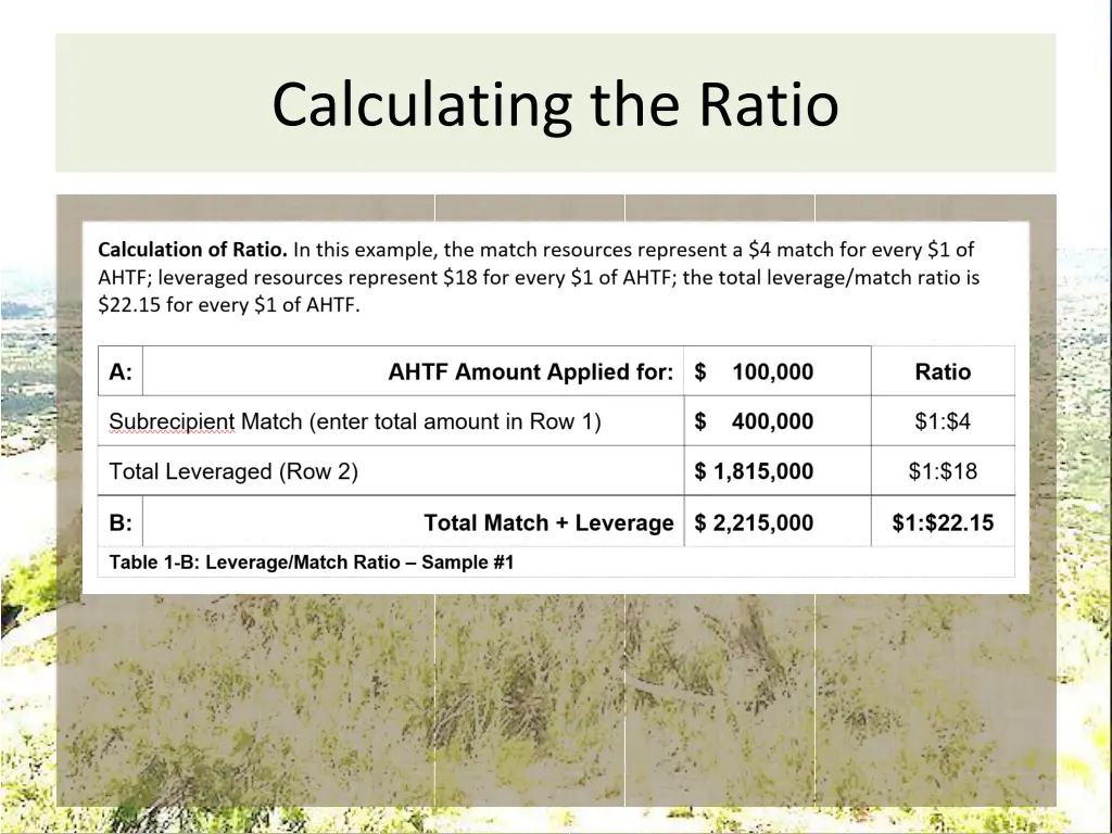 calculating the ratio