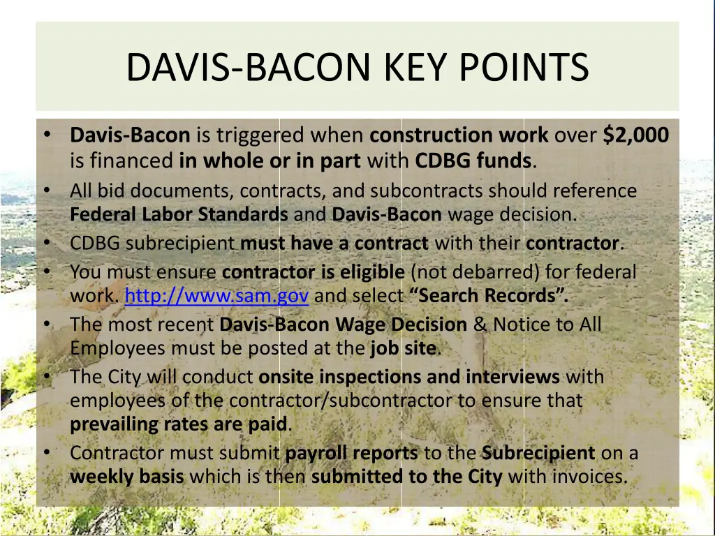 davis bacon key points