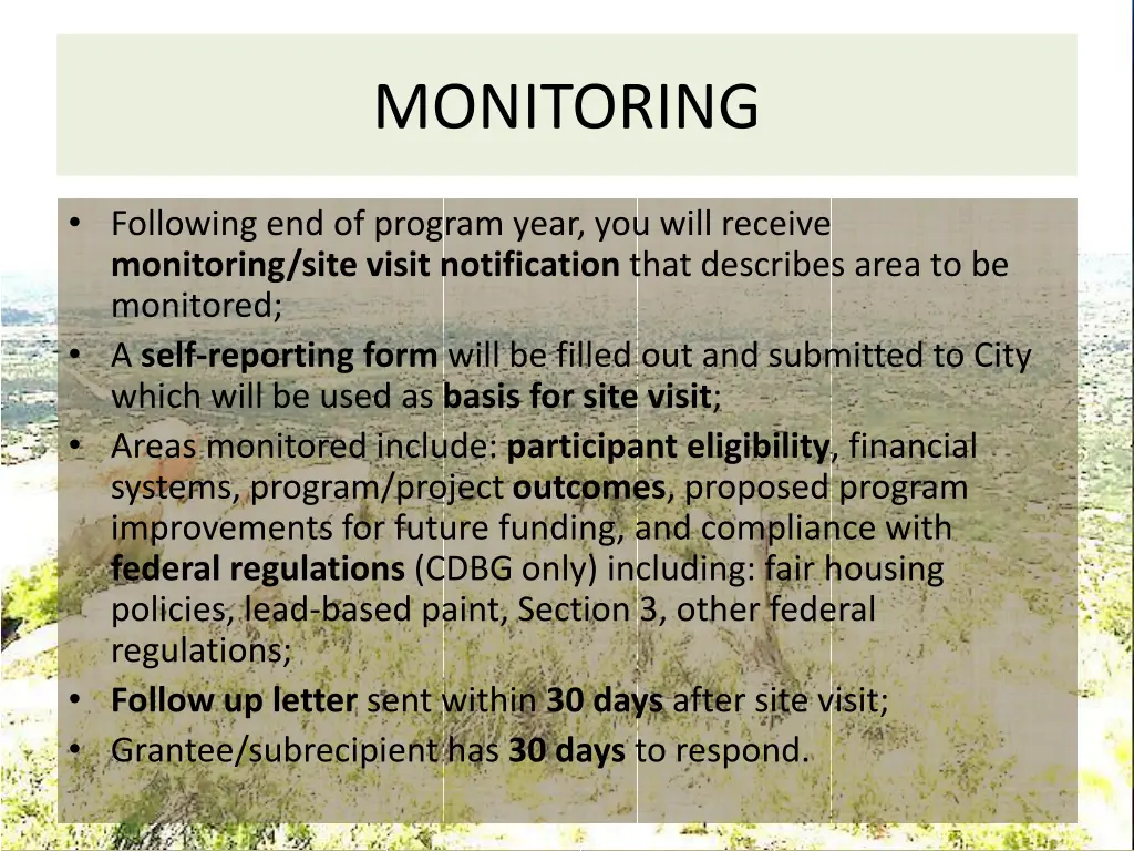 monitoring