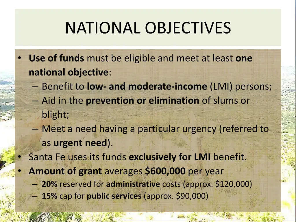 national objectives