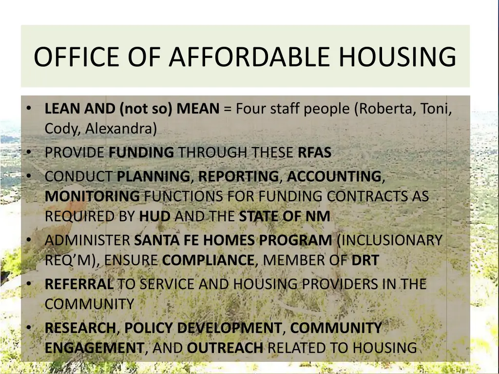 office of affordable housing