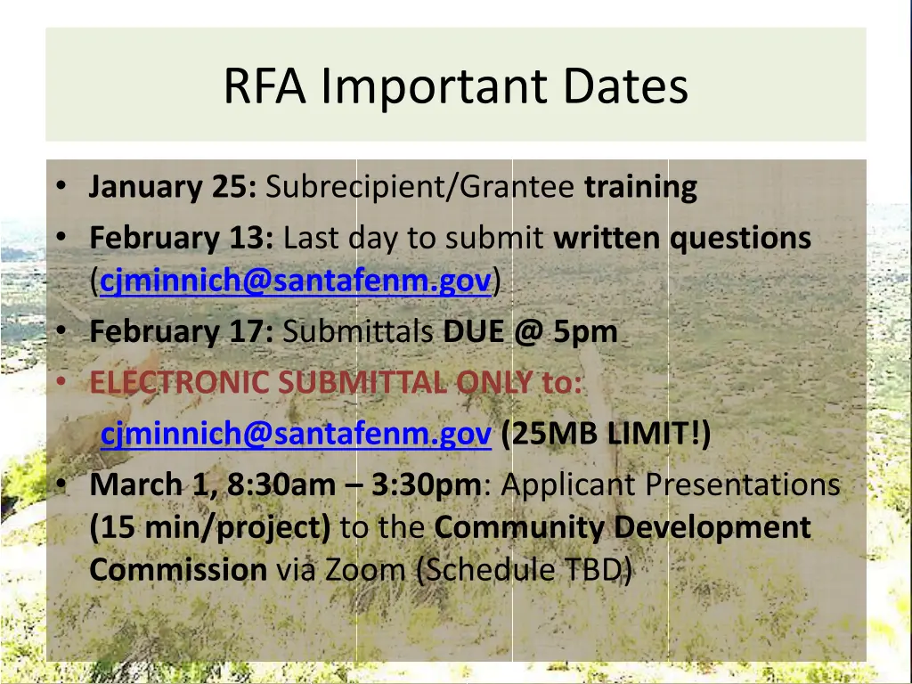 rfa important dates