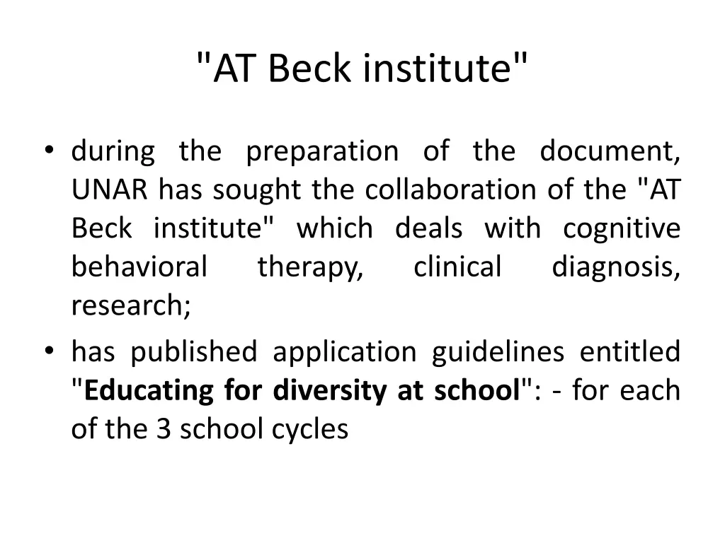 at beck institute