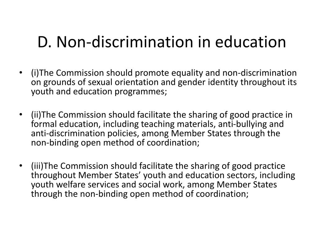 d non discrimination in education