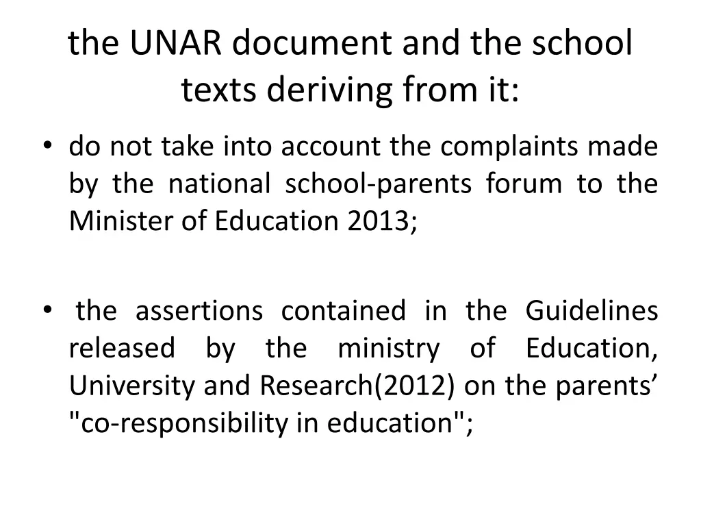 the unar document and the school texts deriving