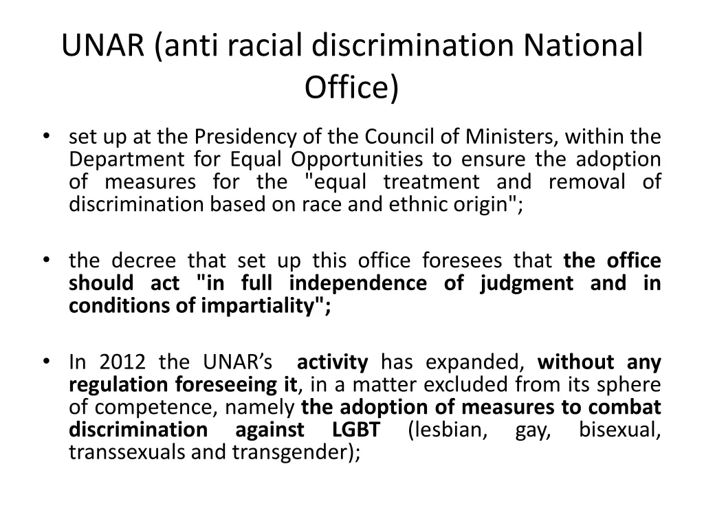 unar anti racial discrimination national office