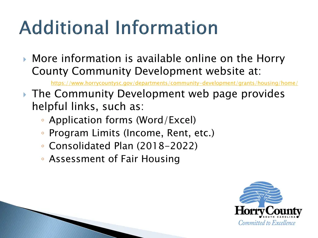 more information is available online on the horry