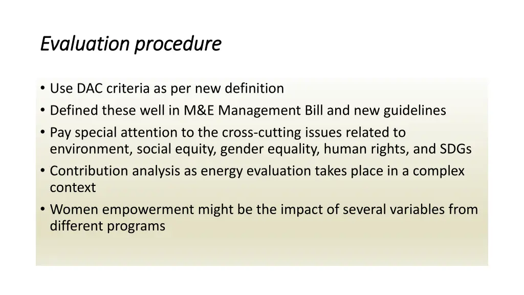 evaluation procedure evaluation procedure