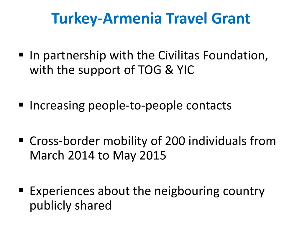 turkey armenia travel grant