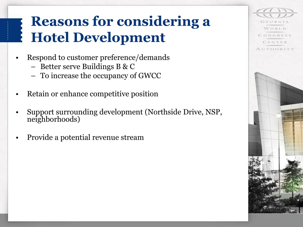 reasons for considering a hotel development