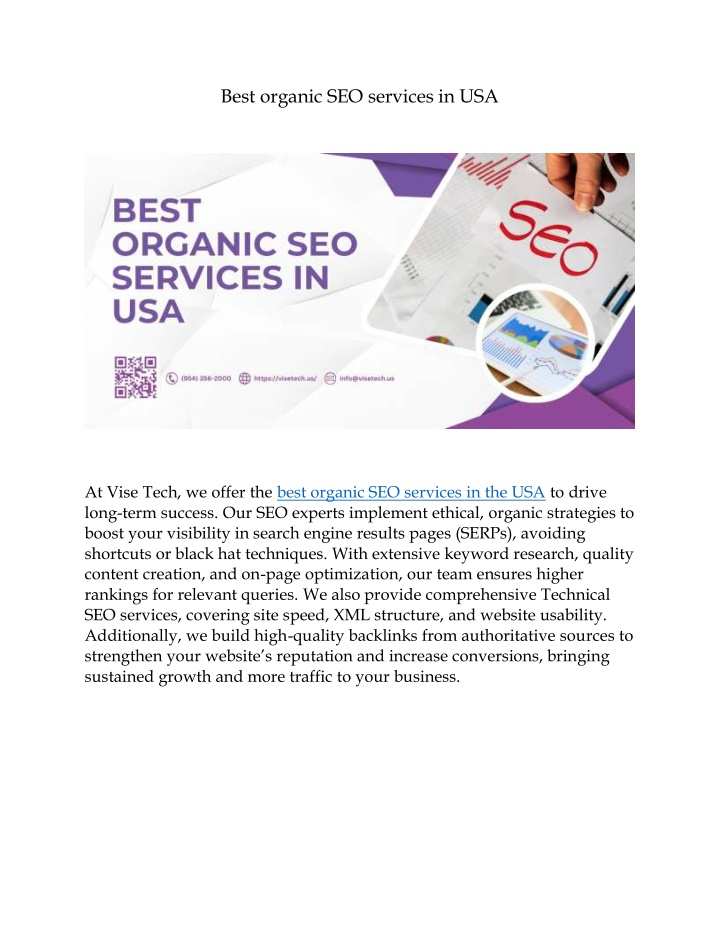 best organic seo services in usa