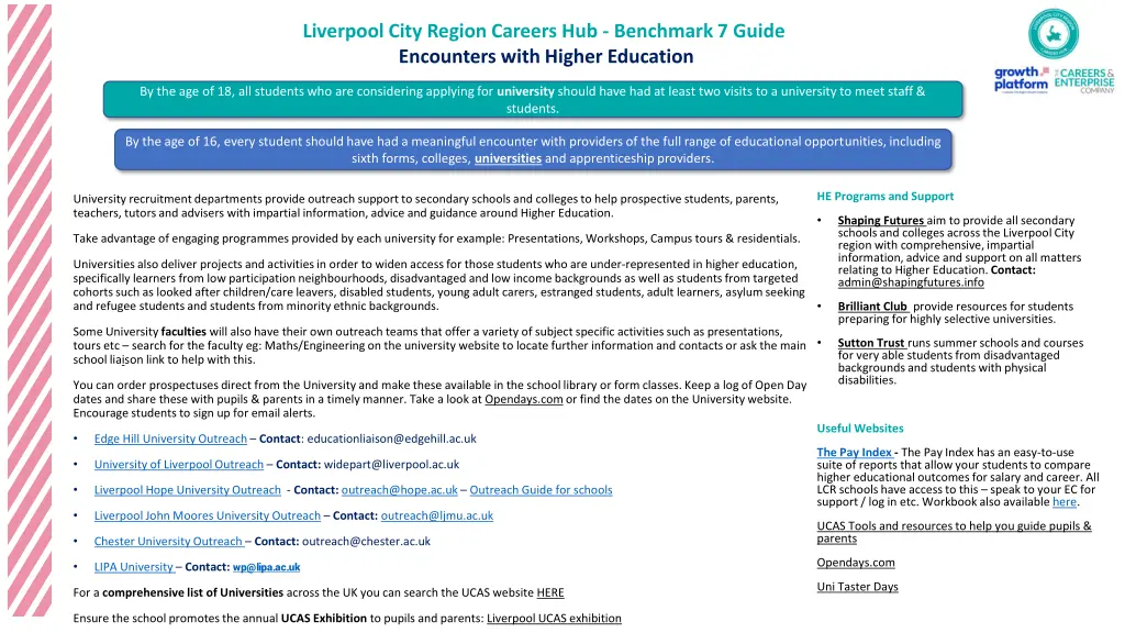 liverpool city region careers hub benchmark 2