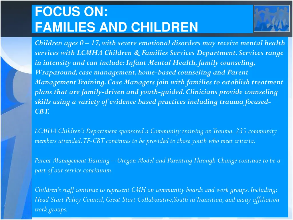 focus on families and children children ages