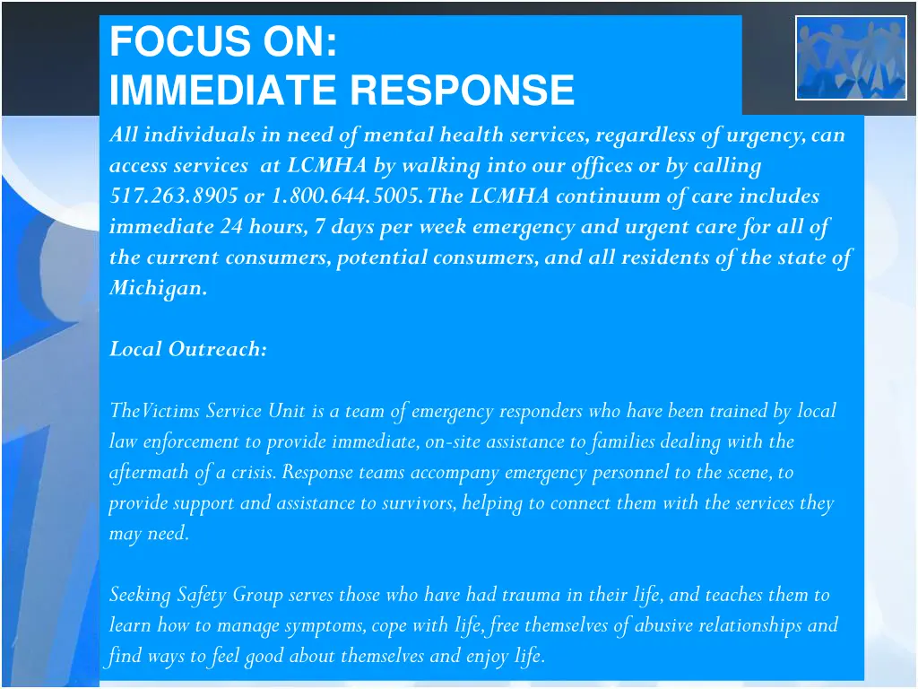 focus on immediate response all individuals