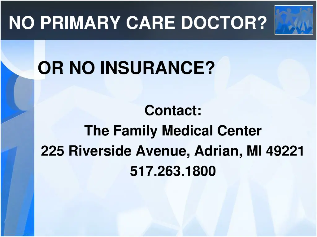 no primary care doctor