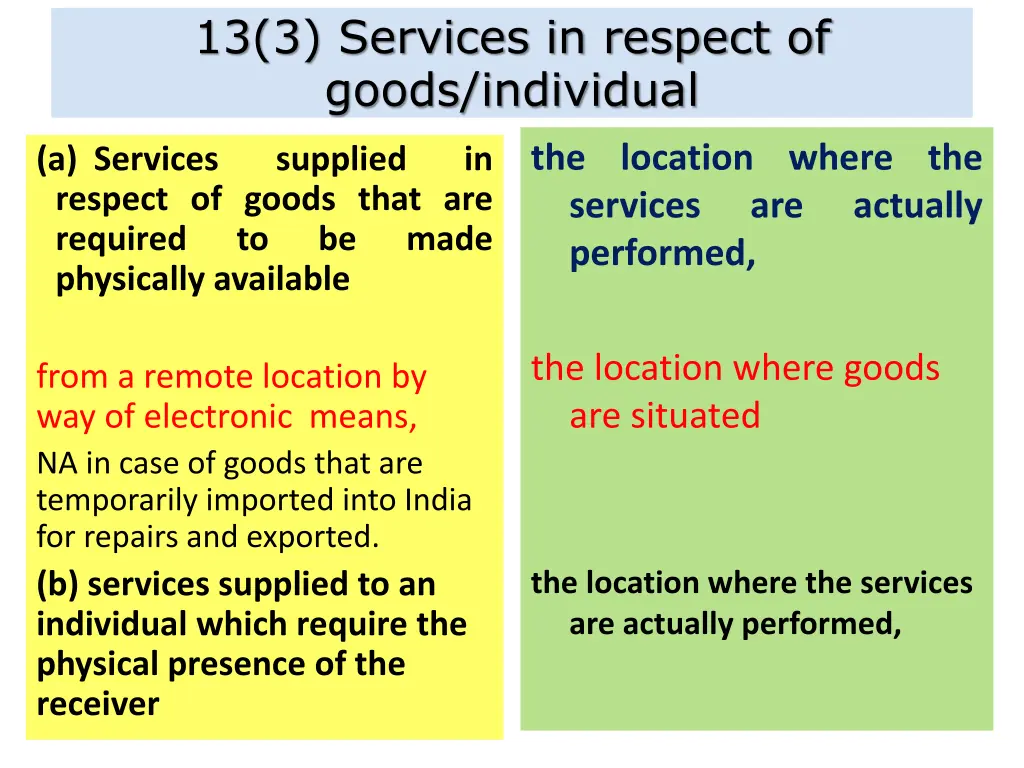 13 3 services in respect of goods individual