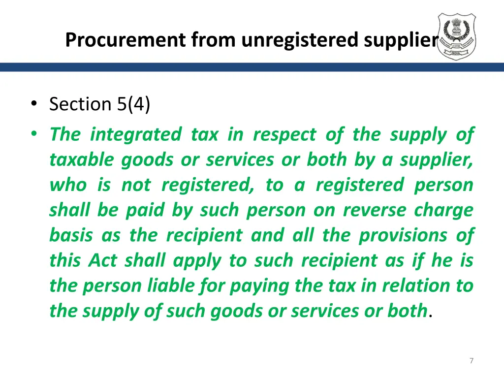 procurement from unregistered supplier