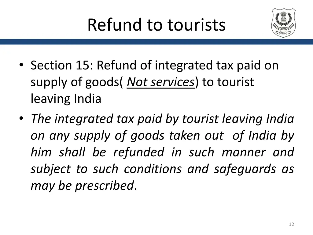 refund to tourists