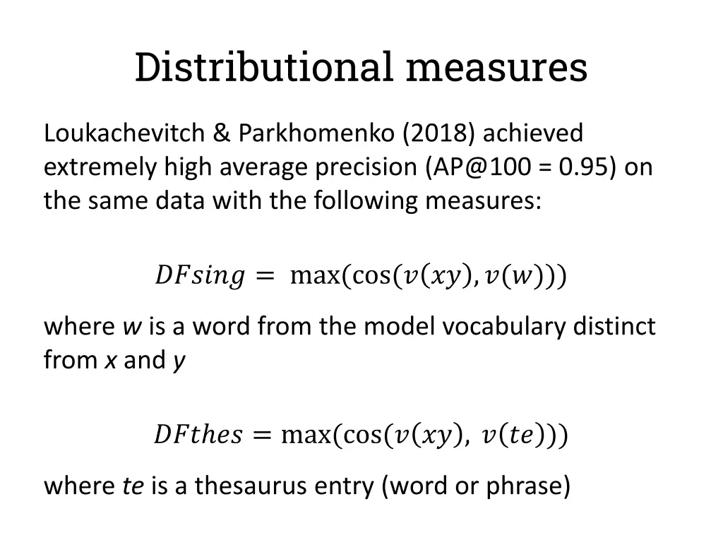 distributional measures