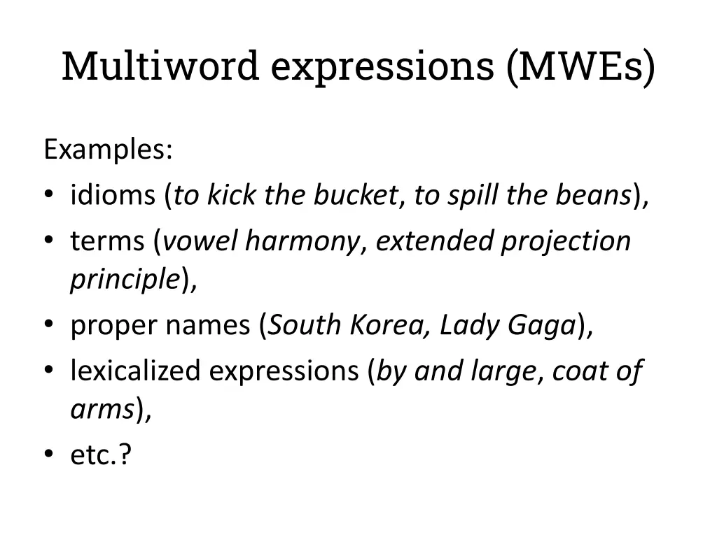 multiword expressions mwes