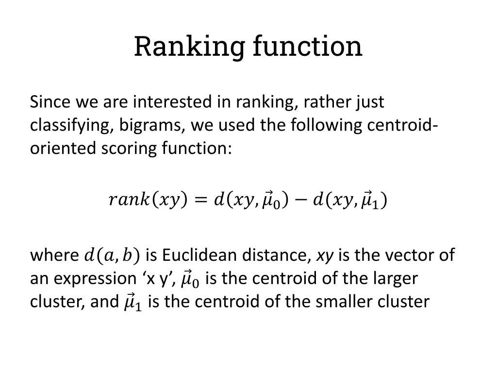 ranking function