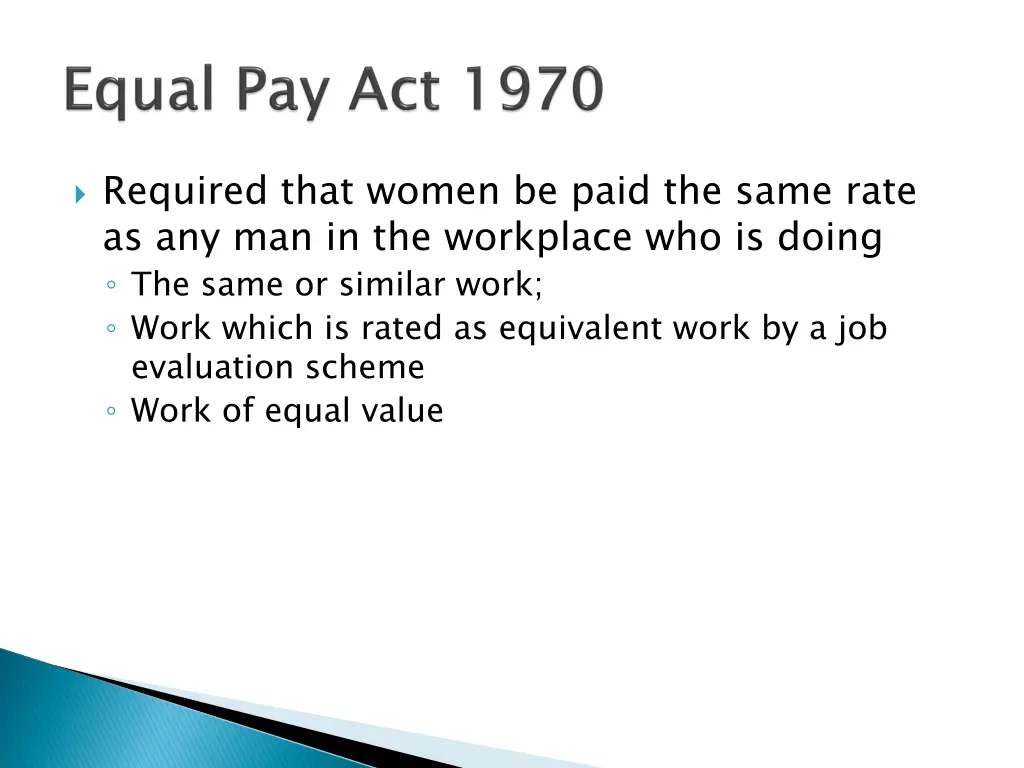 required that women be paid the same rate