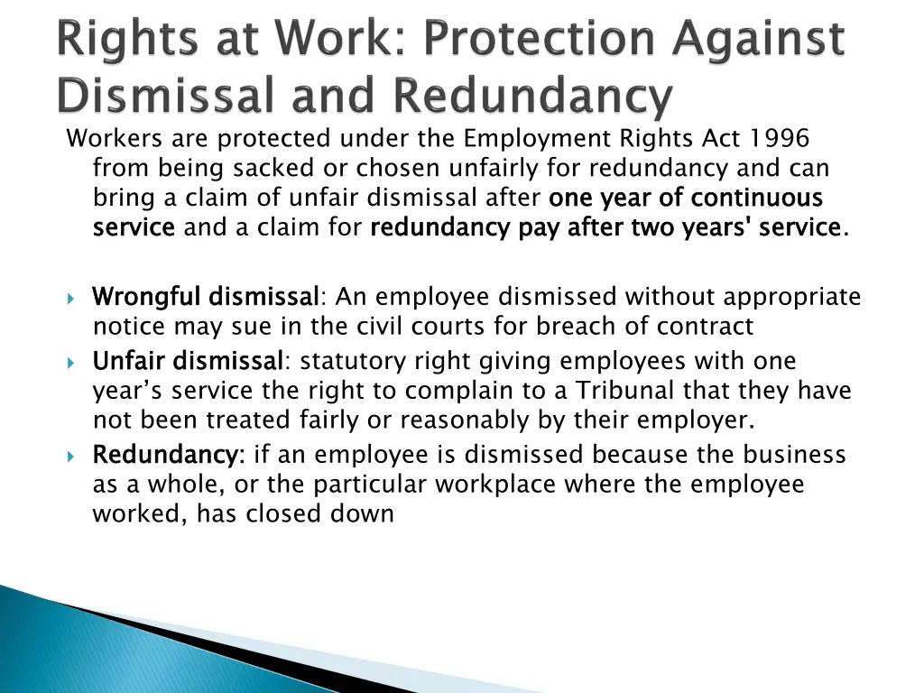 workers are protected under the employment rights