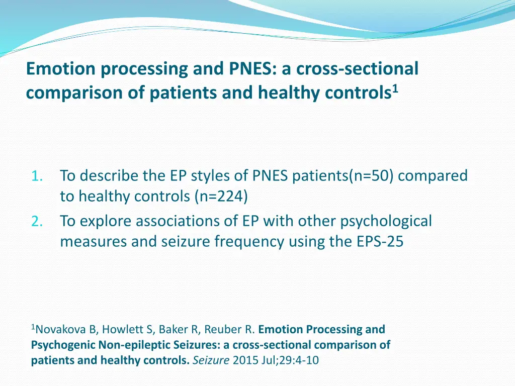 emotion processing and pnes a cross sectional