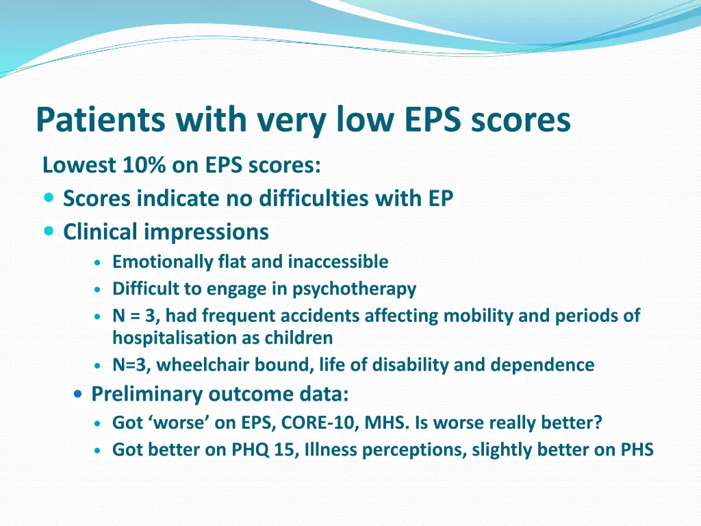 patients with very low eps scores lowest