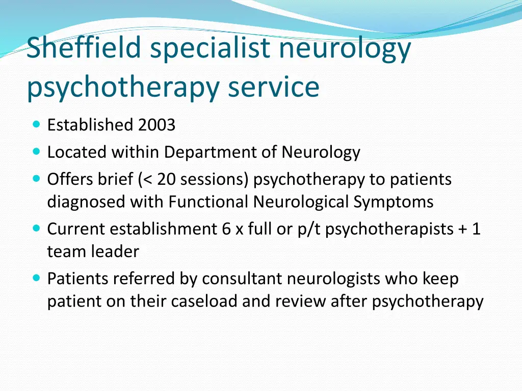 sheffield specialist neurology psychotherapy