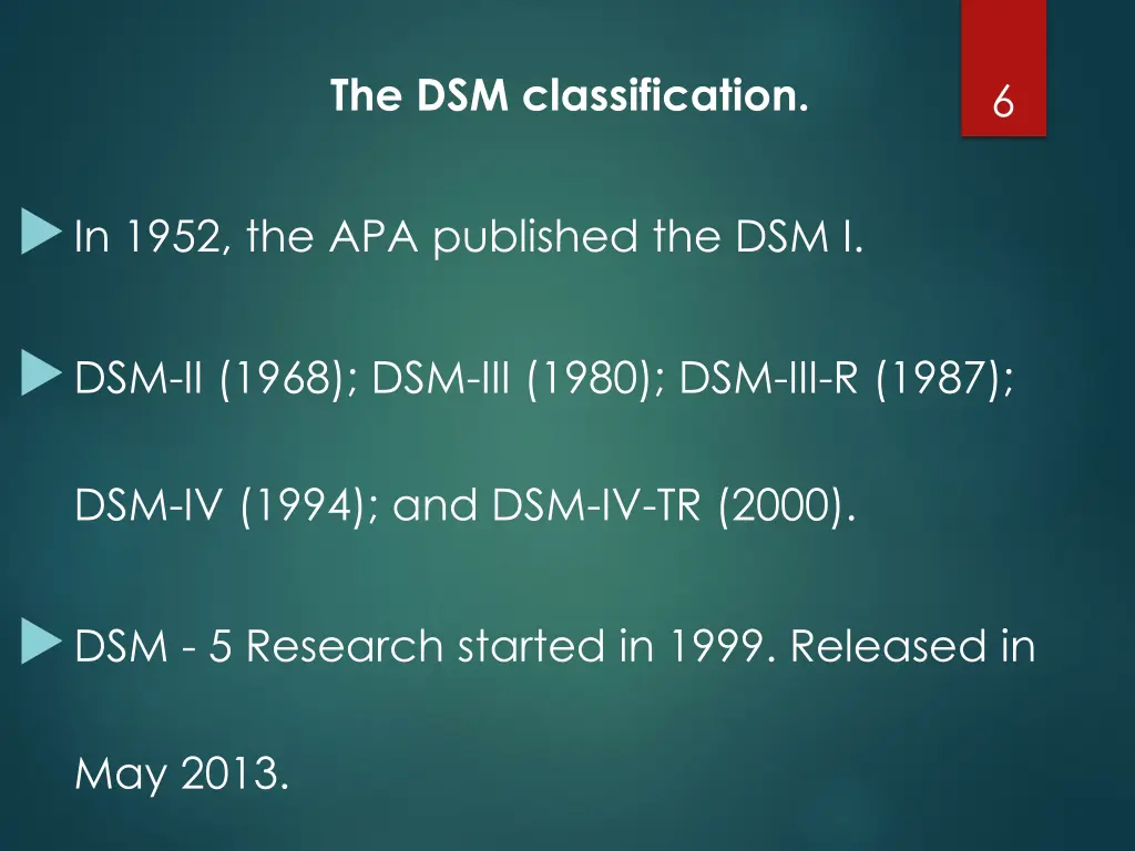 the dsm classification