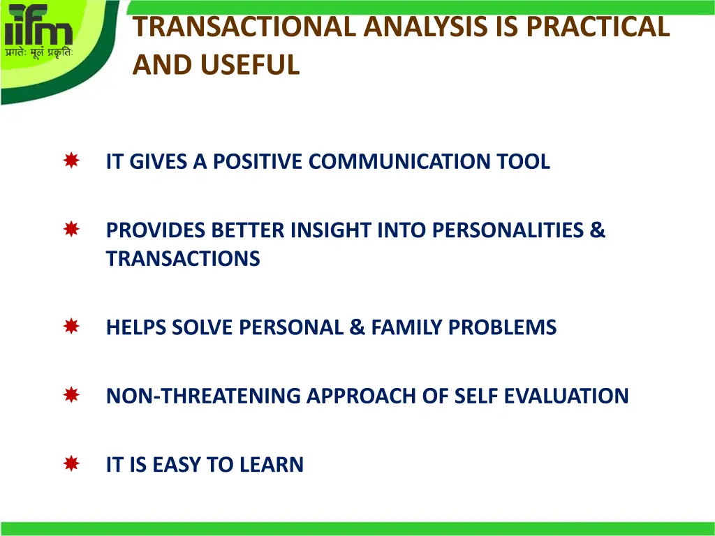 transactional analysis is practical and useful