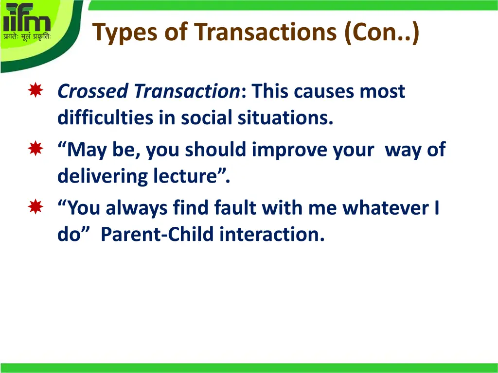 types of transactions con