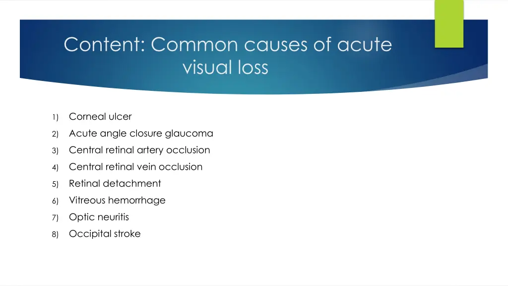 content common causes of acute visual loss