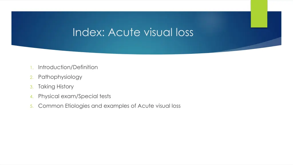 index acute visual loss