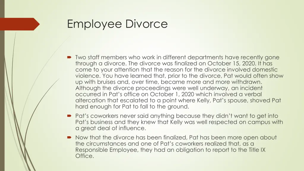 employee divorce