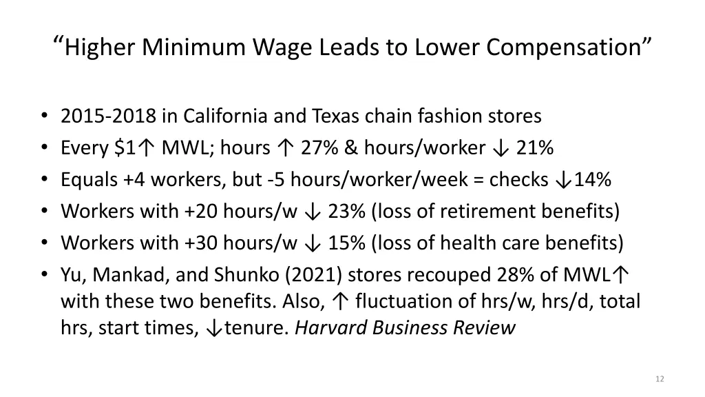 higher minimum wage leads to lower compensation