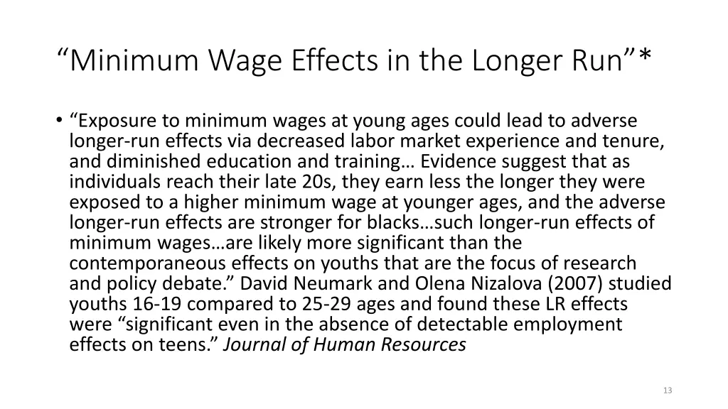 minimum wage effects in the longer run