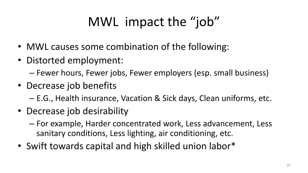 mwl impact the job