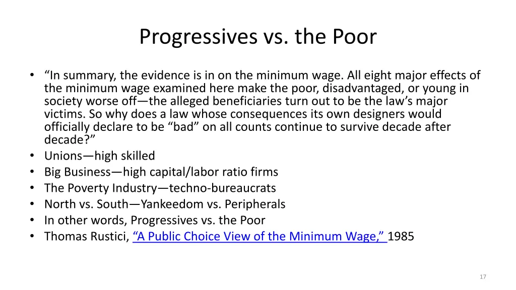 progressives vs the poor