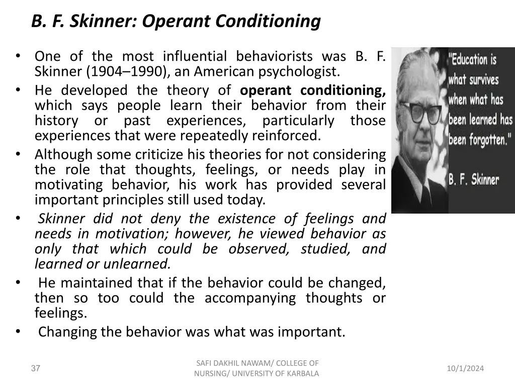 b f skinner operant conditioning