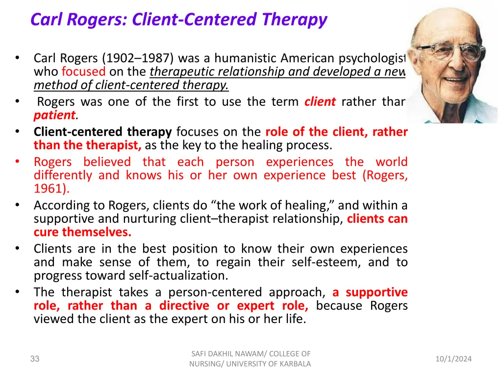 carl rogers client centered therapy