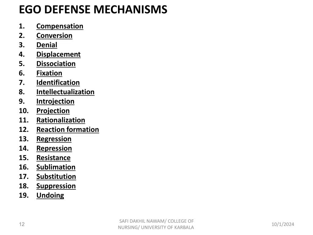 ego defense mechanisms