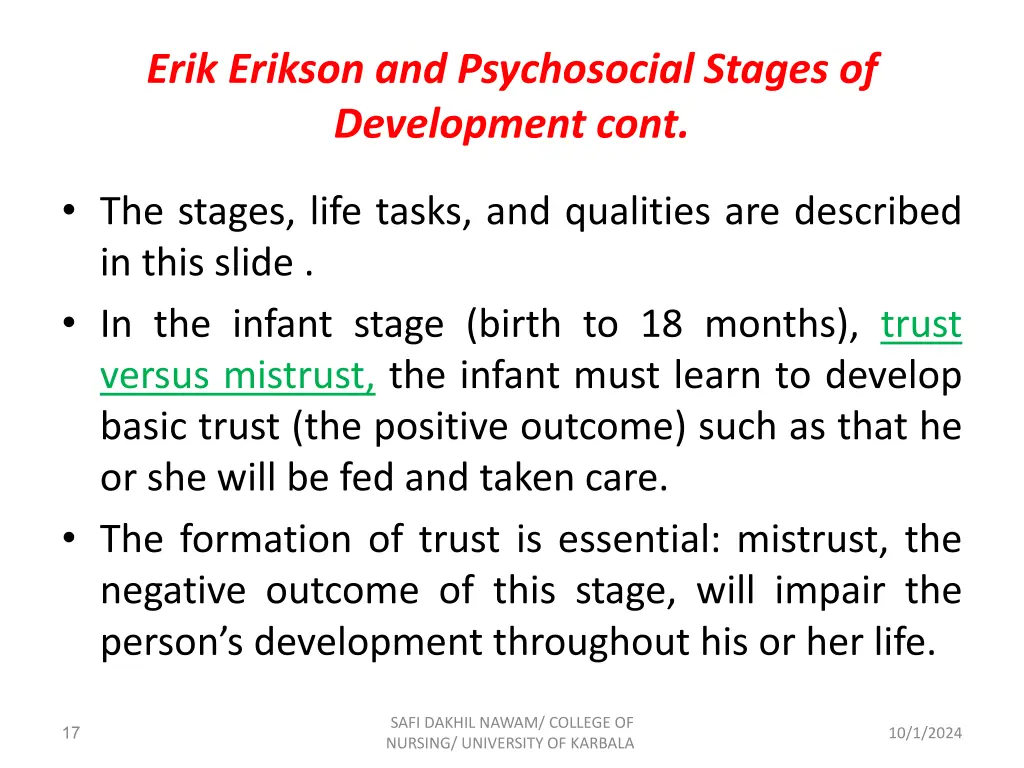 erik erikson and psychosocial stages