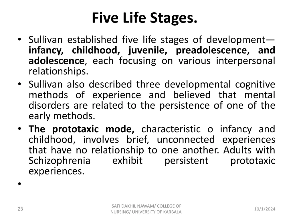 five life stages