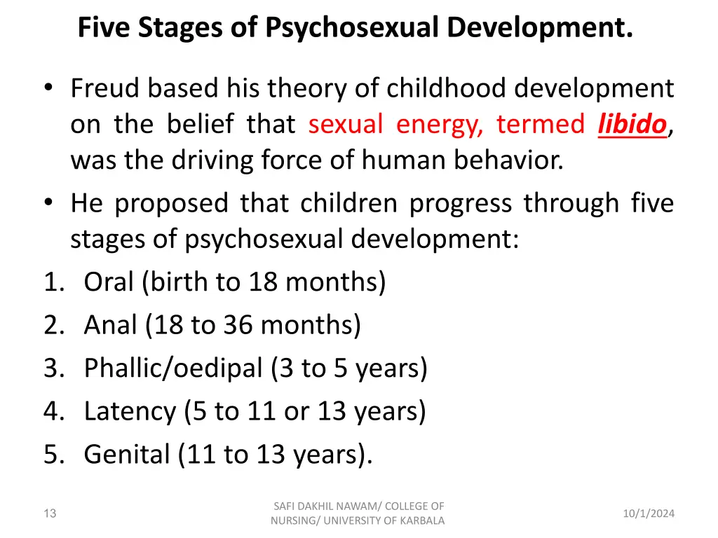 five stages of psychosexual development