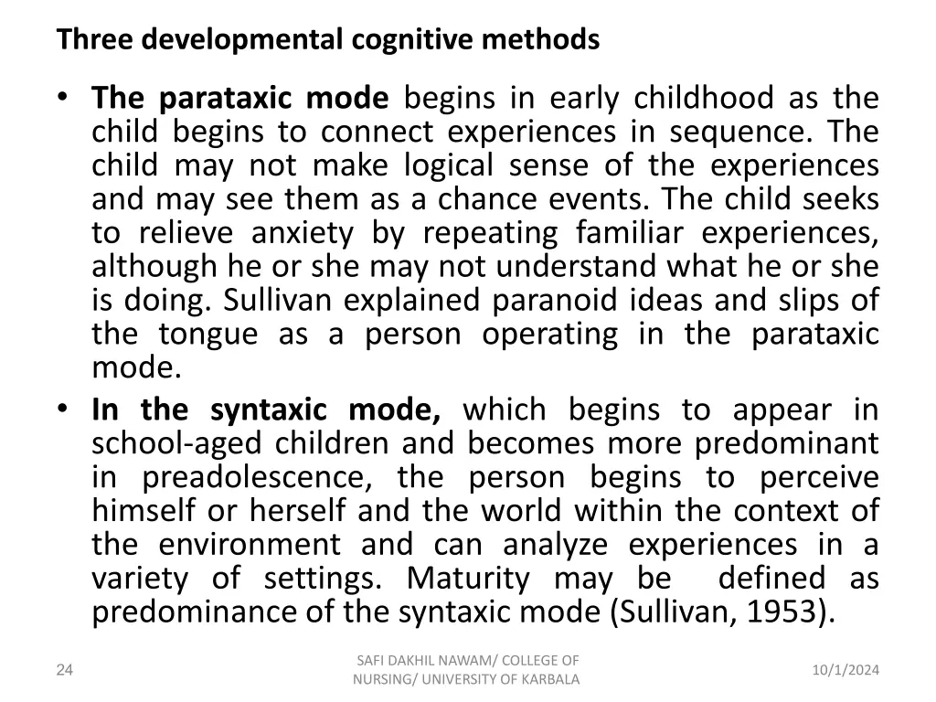 three developmental cognitive methods